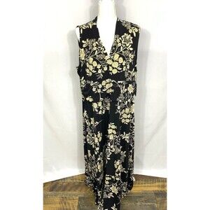 Vince Camuto Dress Womens 3X Black Floral Summer Oasis Sleeveless Maxi NWT